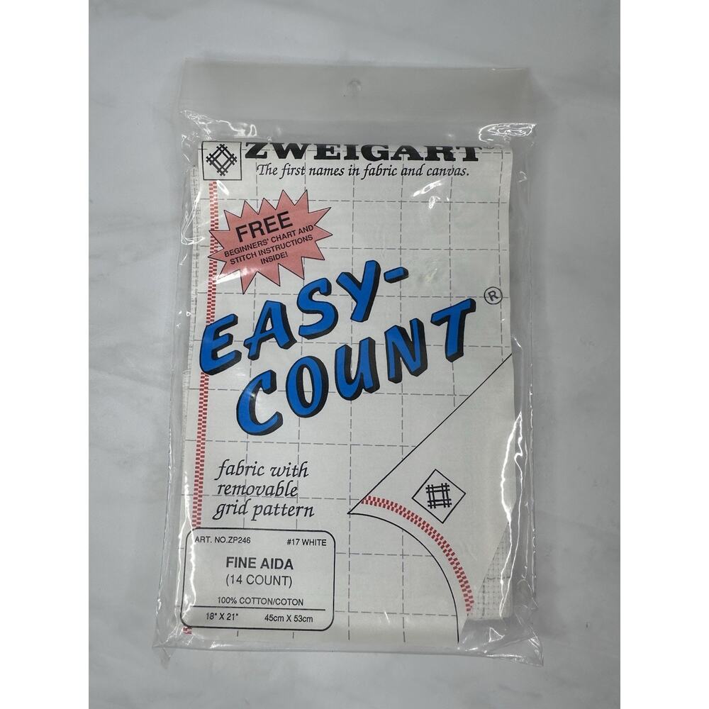 Zweigart 14 Count White Fine Aida Easy Count Pre-gridded Cross Stitch Embroidery